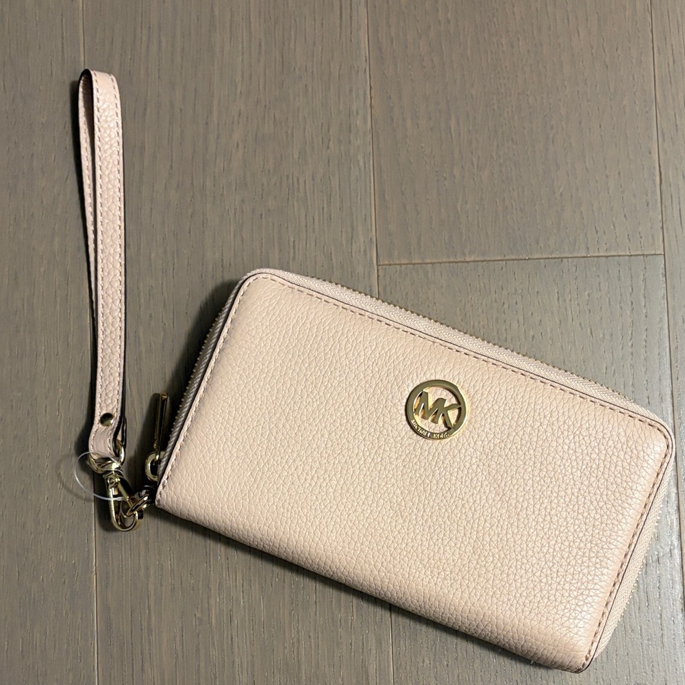 Michael Kors Blush Wristlet with Gold Accents